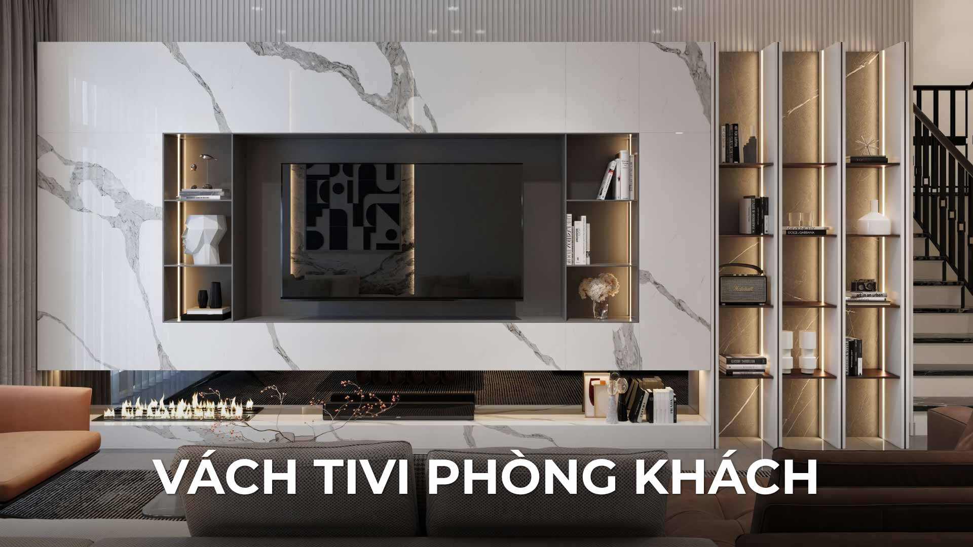 28 mẫu vách tivi đẹp, hiện đại cho phòng khách 2026