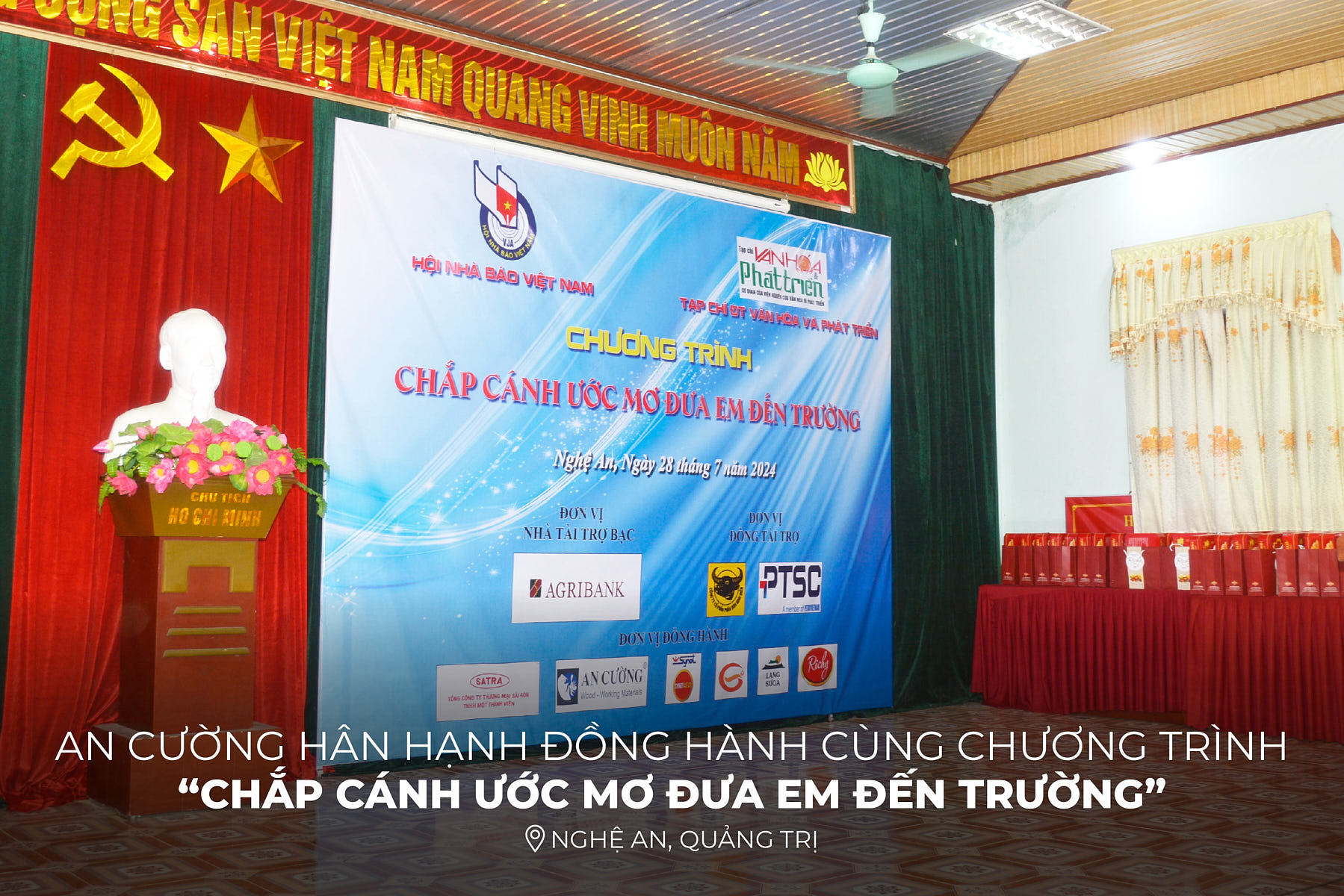 AN CƯỜNG HÂN HẠNH ĐỒNG HÀNH CÙNG CHƯƠNG TRÌNH 'CHẮP CÁNH ƯỚC MƠ ĐƯA EM ĐẾN TRƯỜNG' TẠI NGHỆ AN, QUẢNG TRỊ