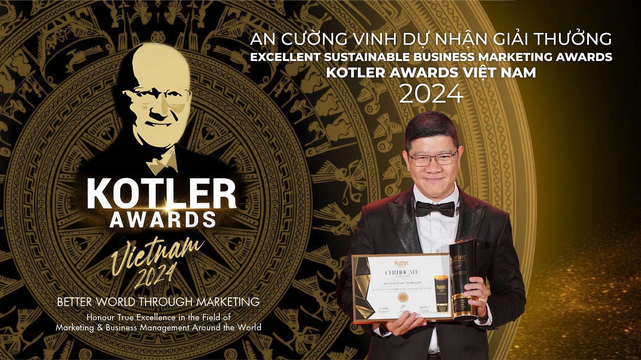 AN CƯỜNG VINH DỰ NHẬN GIẢI THƯỞNG “EXCELLENT SUSTAINABLE BUSINESS MARKETING AWARDS” TẠI KOTLER AWARDS VIỆT NAM 2024